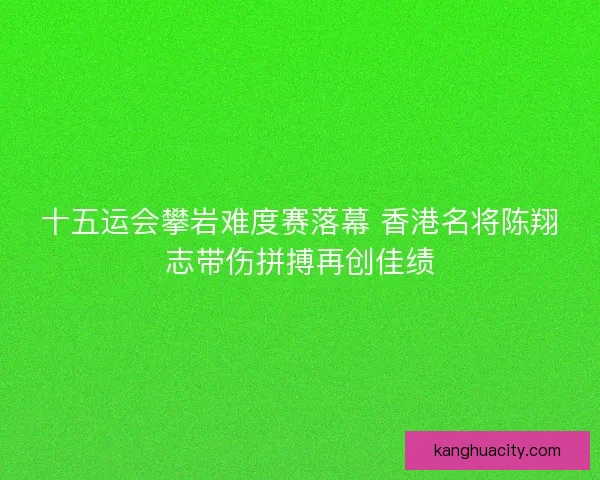 十五运会攀岩难度赛落幕 香港名将陈翔志带伤拼搏再创佳绩